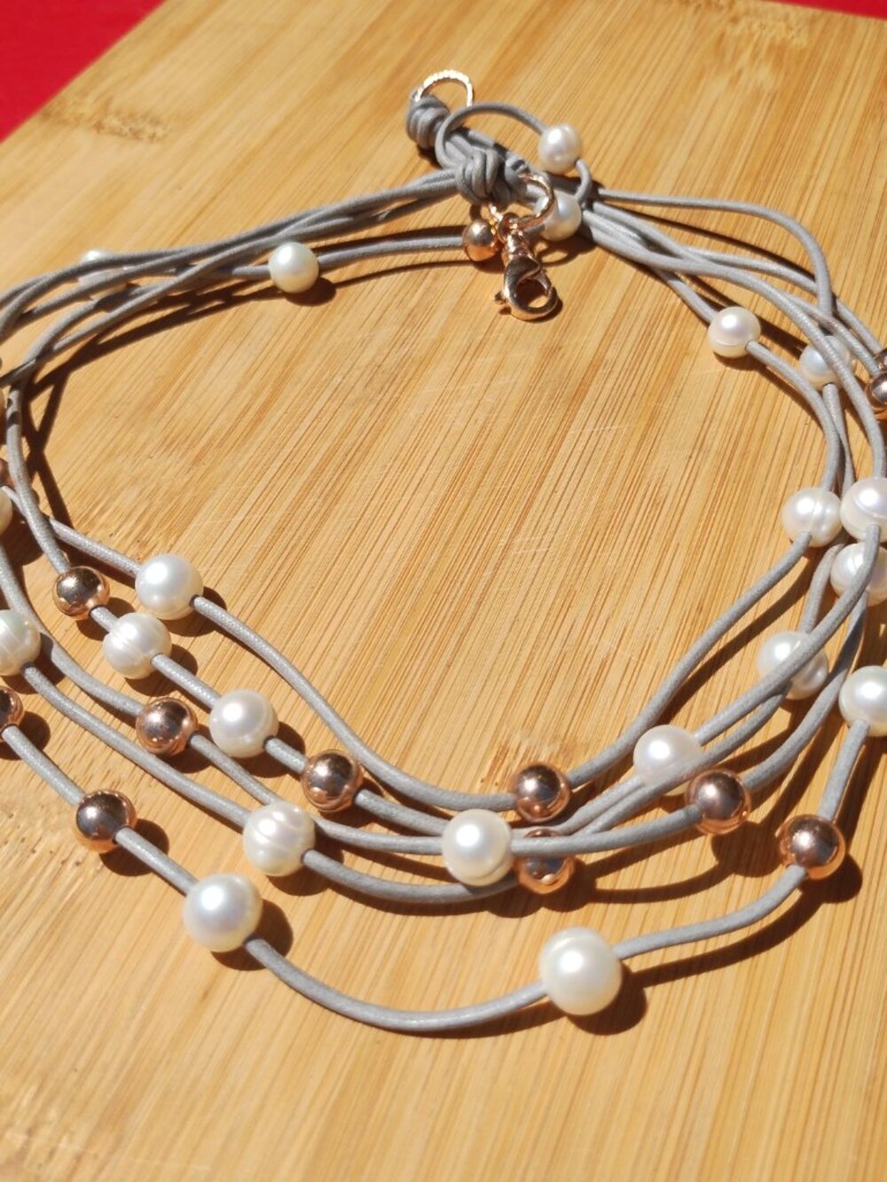 Honora Bronze Italy Genuine Freshwater Pearl Multi strand leather Necklace - Picture 5 of 5